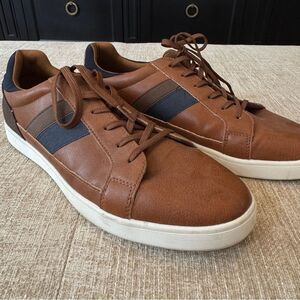 Aldo Men's Leather Brown Cognac Oxford Dress Shoes, Size 11 Lace-Up